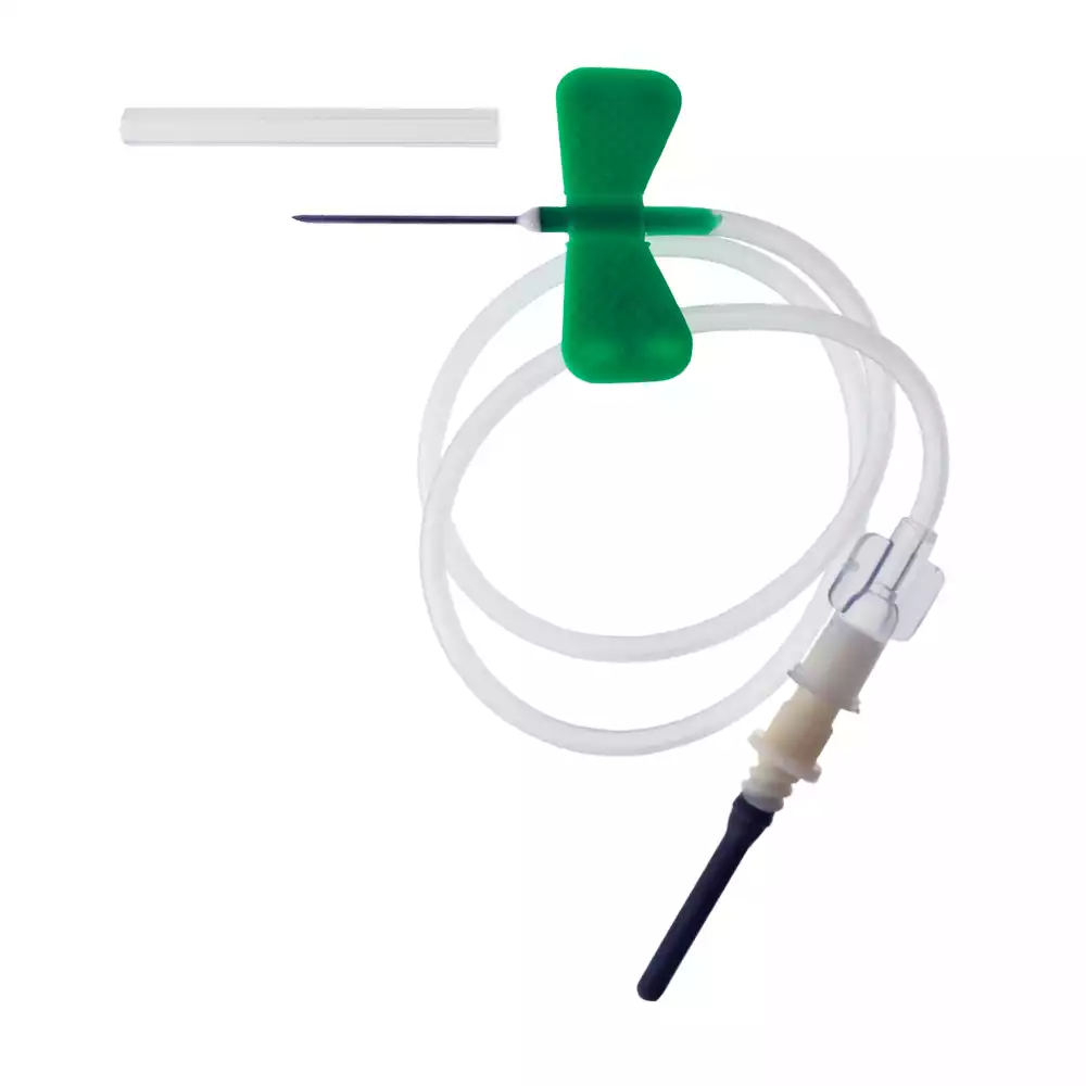 Игла - бабочка для взятия венозной крови с луер-адаптером Xinle 21G (0,8х19мм), длина трубки 30 cм, стерильная, зеленая