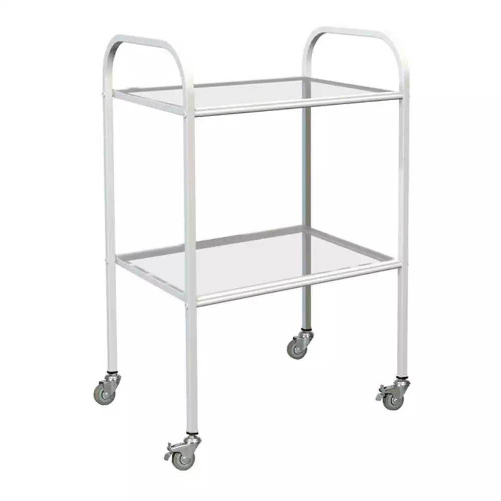 Столик МД SP 2G процедурный перевижной с 2-мя полками (стекло), меб.колеса пластик, размер 960x630x470мм