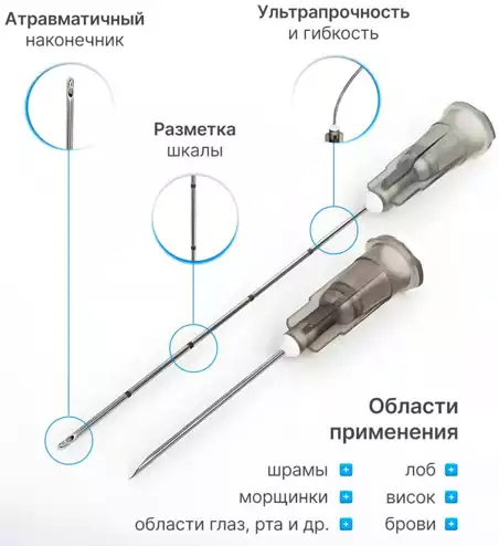 Канюля  для контурной пластики, размер 18G*70мм, игла  в комплекте