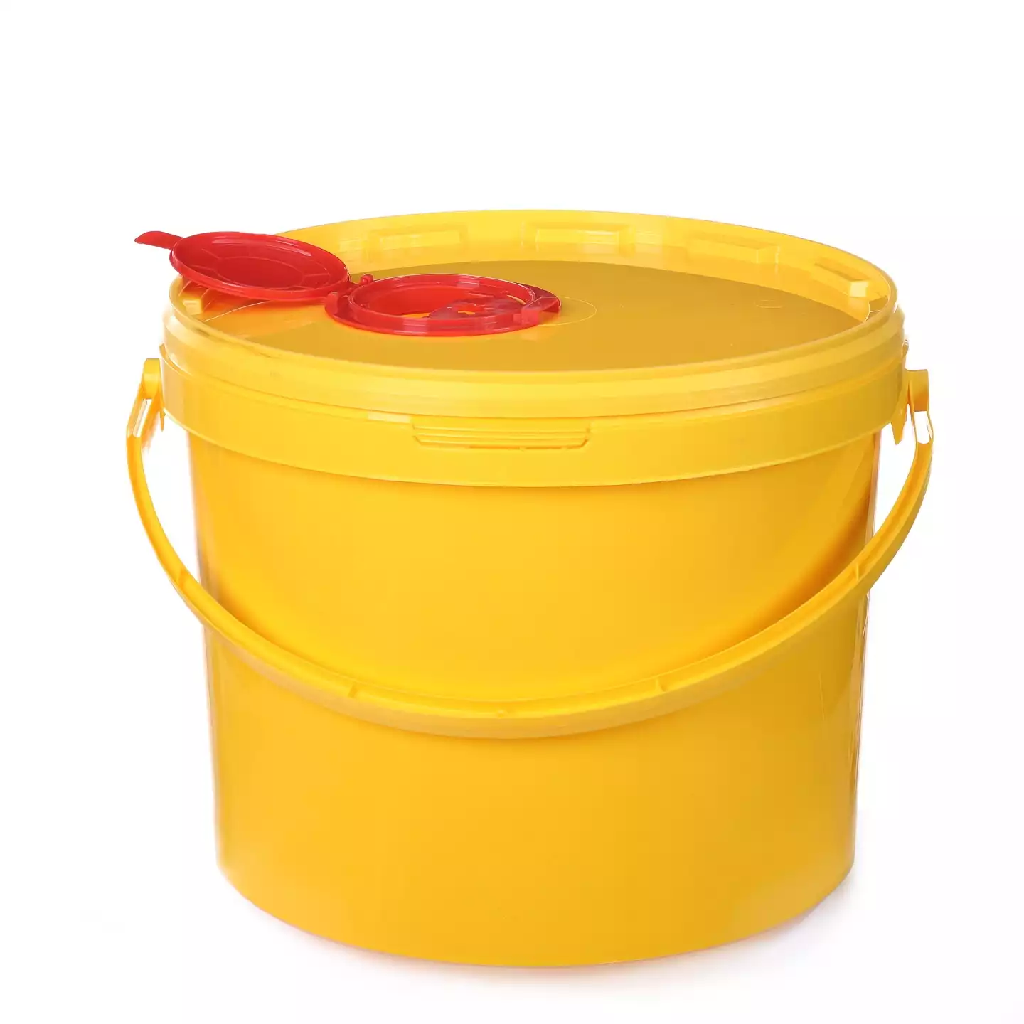Емкость-контейнер для сбора острого инструментария (с иглосъемником), объем 11,0л (класс Б), размер 257*294*222мм, желтая, одноразовая